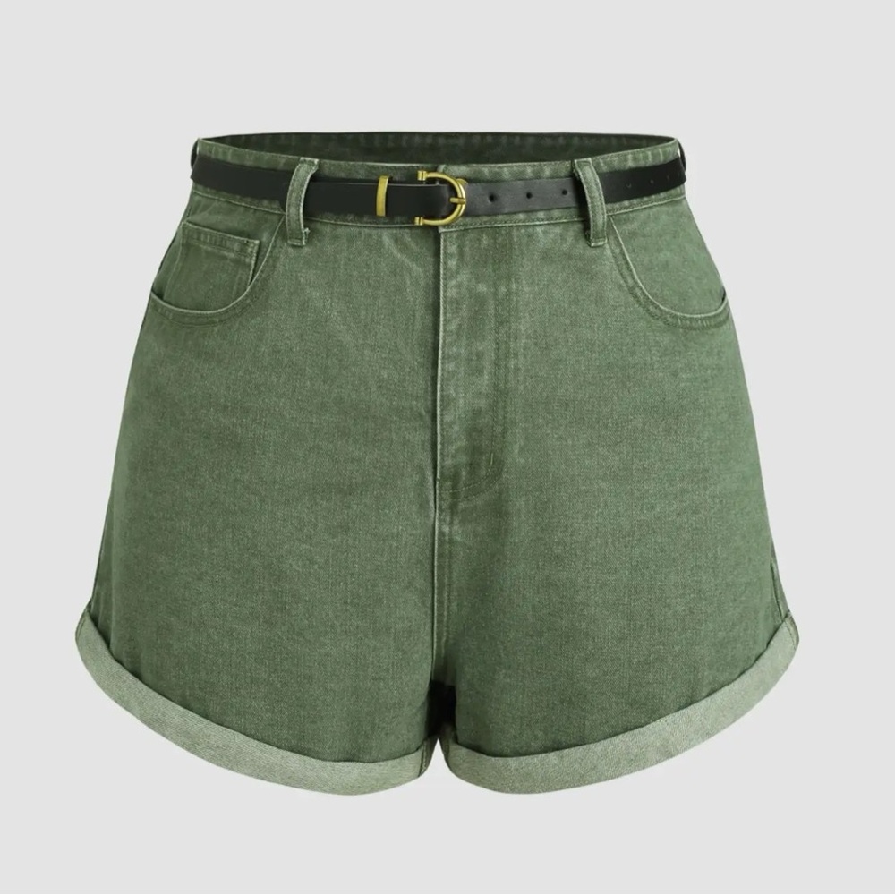 Cider Curve Baggy Green Shorts
